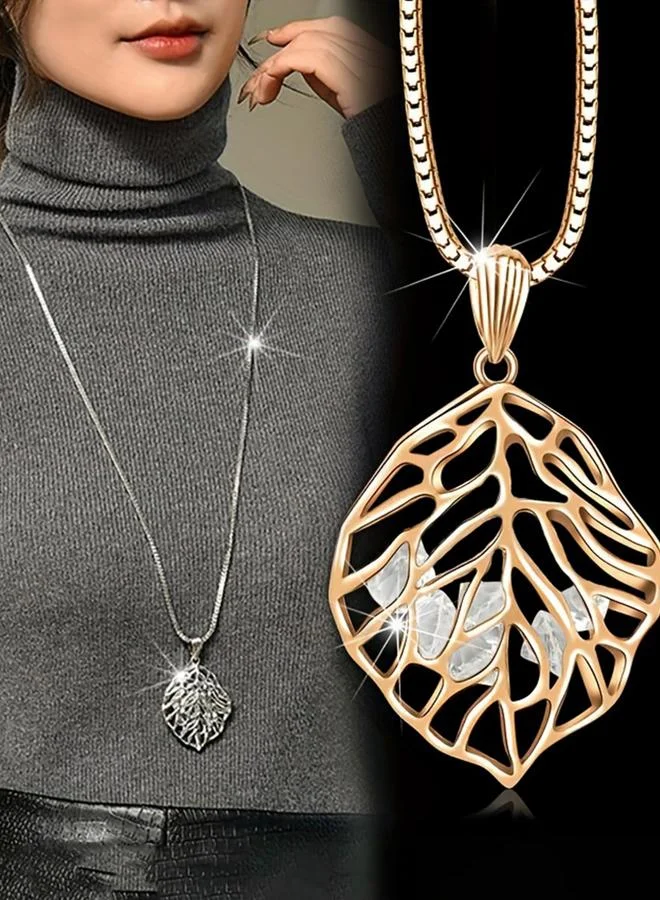 Take Two  Women Gold Leaf Pendant Necklace for Women | Best Price UAE